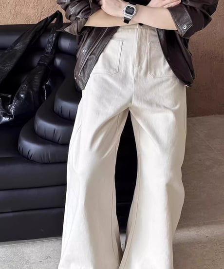 casual straight wide pants /2color　FL2812