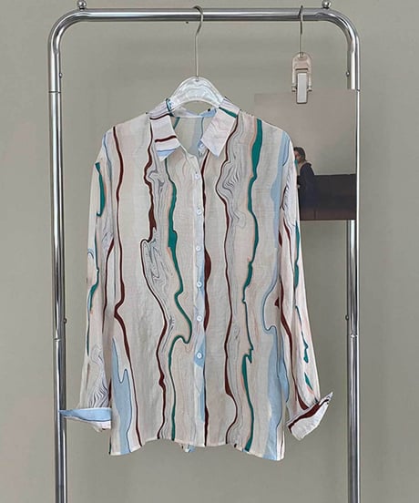 marble striped sheer shirt　FL2607