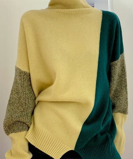 color-coordinated high-neck knit /3color　FL2662