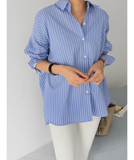 back ribbon striped shirt /2color　FL2056
