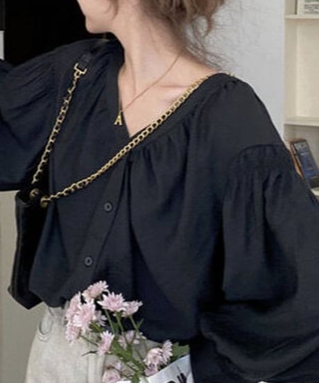 v-neck volume blouse /2color　FL3227