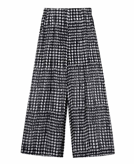high waist dot chiffon wide pants　FL2142