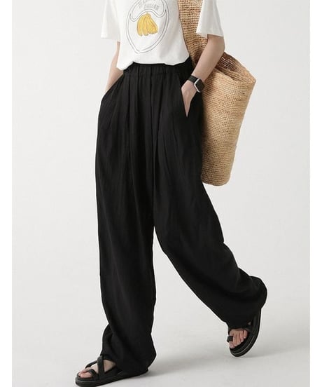 textured tuck pants　FL2197