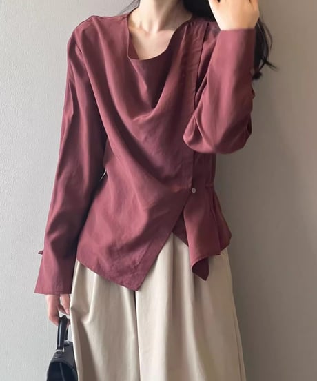 draped wrap style blouse /2color　FL2743