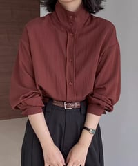 front button stand collar shirt /5color　FL2783