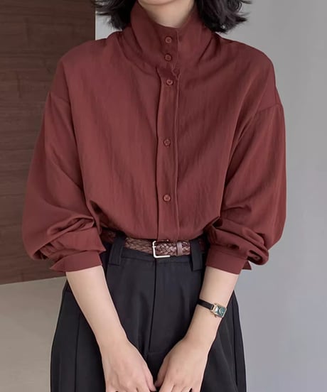 front button stand collar shirt /5color　FL2783