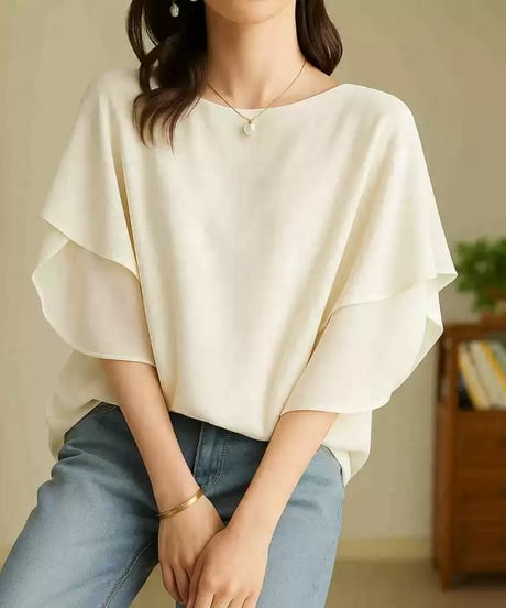 layered chiffon blouse /4color　FL3463