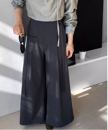 drawcord drape wide leg pants /2color　FL3347