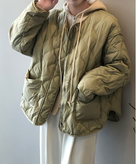 collarless quilted jacket /3color　FL3057