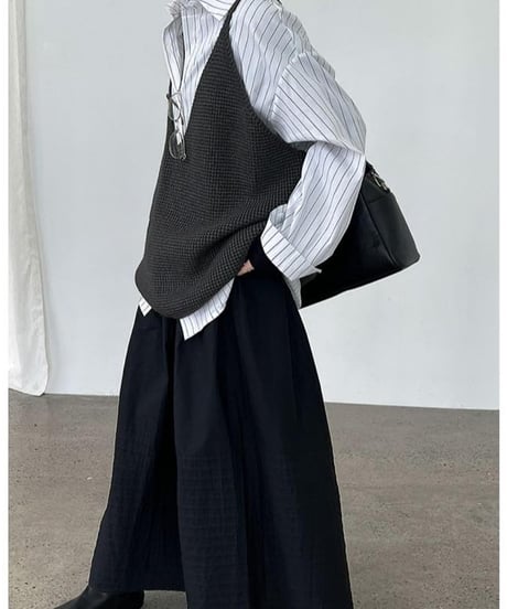 deep v-neck knit vest /3color　FL3473