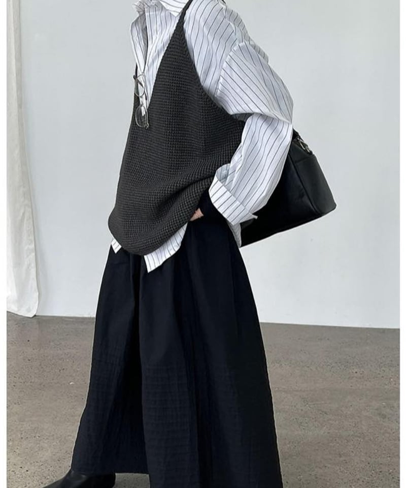 deep v-neck knit vest /3color FL3473 | Flosa