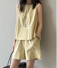 back ruffle slit vest shorts set　FL3648