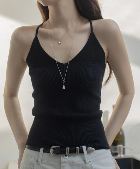 back cross strap rib camisole /4color　FL3326