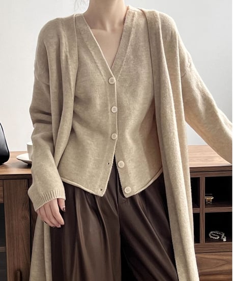 knit vest & cardigan ensemble /5color　FL3070