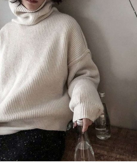 loose high neck knit /2color　FL2681