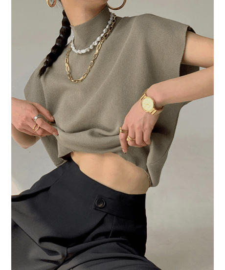 simple half-neck t-shirt /3color　FL3333
