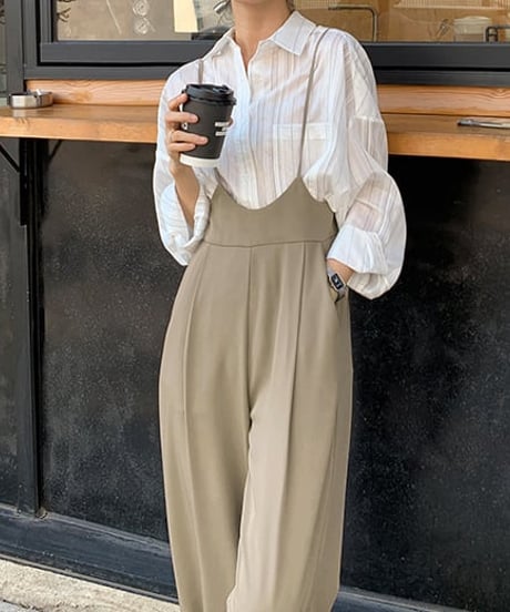 high waist suspenders pants　FL2402