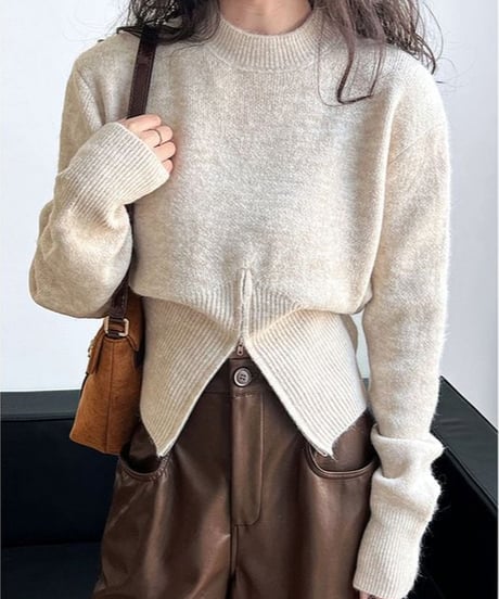 front slit knit pullover /3color　FL2688