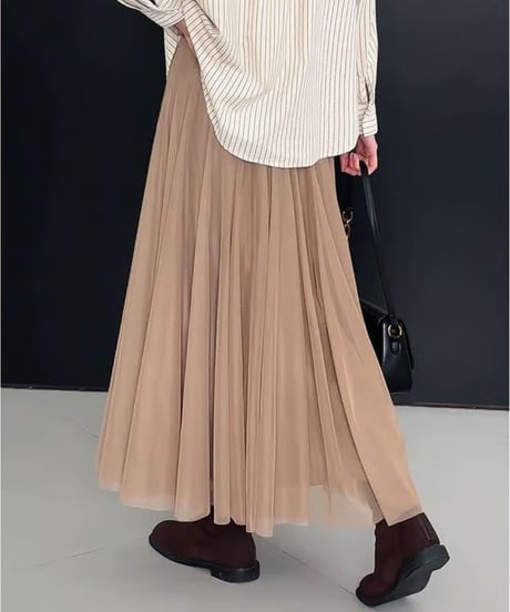 a-line pleated tulle skirt /3color  FL2963