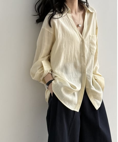 collared v-neck shirt /4color　FL3338