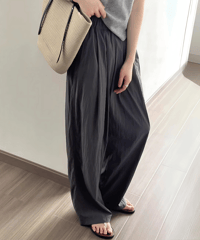 pleated thin wide leg pants /4color　FL3350