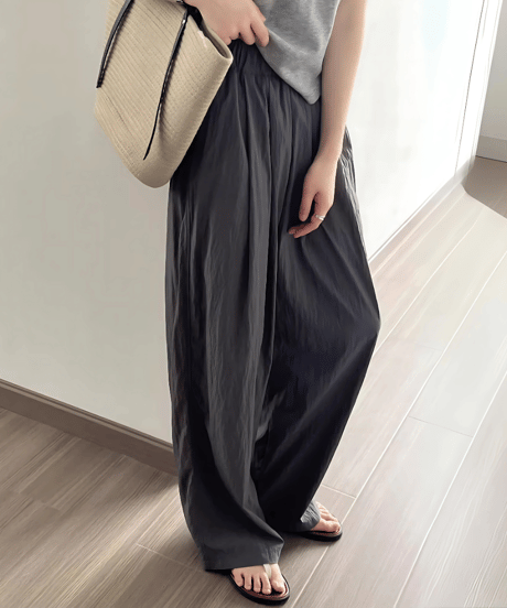 pleated thin wide leg pants /4color　FL3350