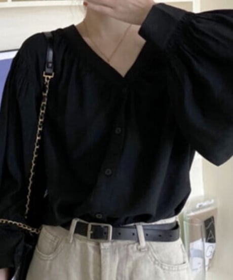 v-neck volume blouse /2color　FL3227