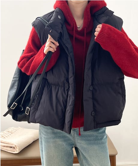 wide quilt down vest /4color　FL3046