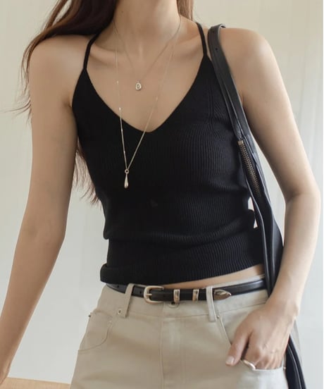 back cross strap rib camisole /4color　FL3326