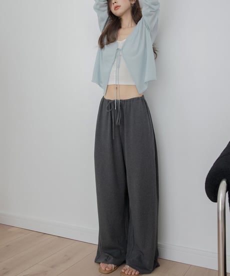 drawstring sheer knit cardigan /4color　FL3293