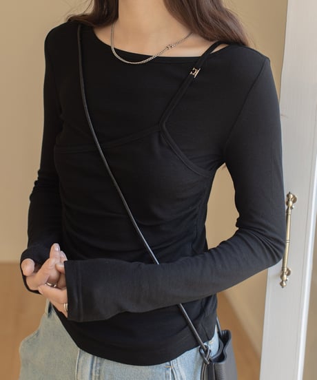 fake layered design cut and sew /3color　FL3329