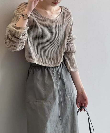 cropped mesh knit /4color　FL2628