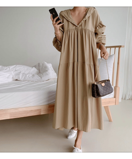 frill paneled long dress　FL2145