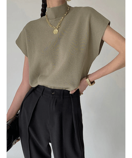 simple half-neck t-shirt /3color　FL3333