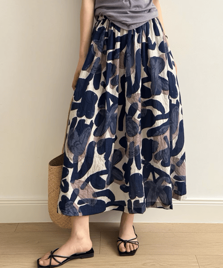 floral printed a-line skirt /2color　FL3352
