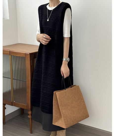 aran-knit vest op /2color　FL2828