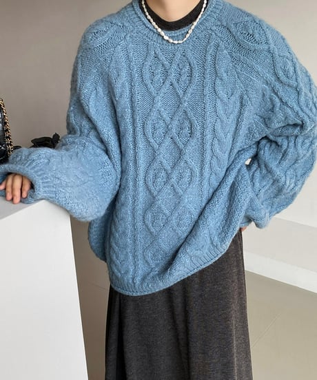 cable knit volume sleeve knit /3color　FL3129