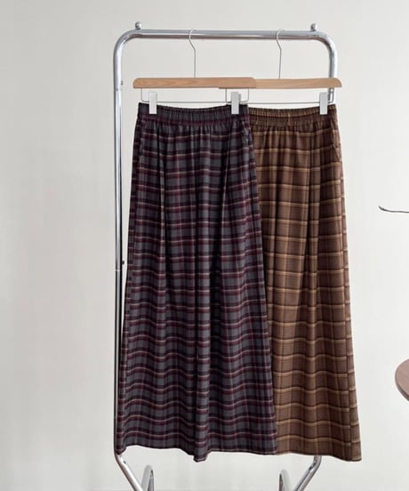 retro check wide pants /2color　FL2986