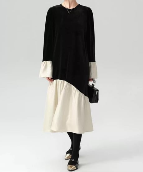 bicolor velvet flare op　FL2965