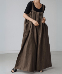 side pocket wide overalls /3color　FL2455