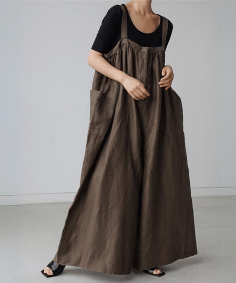 side pocket wide overalls /3color　FL2455