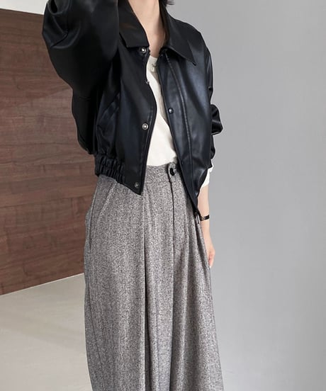 short leather jacket with collar /2color　FL2800
