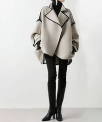 asymmetry piping wrap coat　FL3550