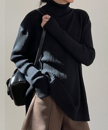 turtleneck ribbed knit /4color　FL3061