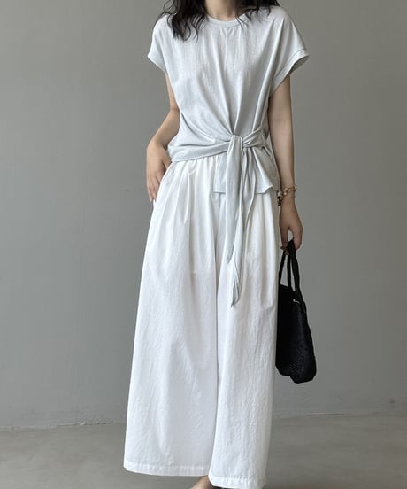 side tie drape front cotton tshirt/2color　FL3649