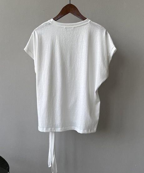 side tie drape front cotton tshirt/2color　FL3649
