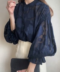 sheer floral chiffon blouse /5color　FL3581