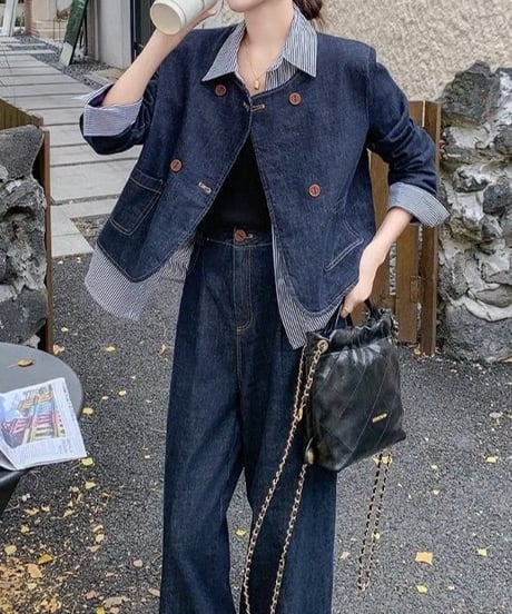 denim jacket wide pants set　FL3577