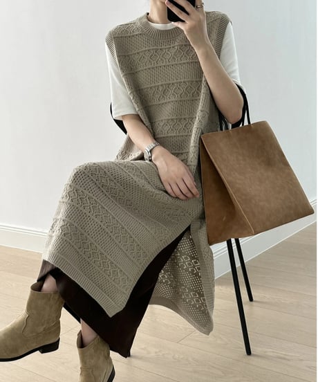 aran-knit vest op /2color　FL2828