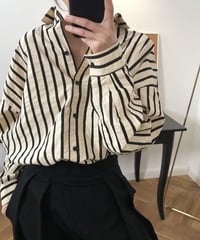 striped lapel shirt loose cotton shirt　FL2614